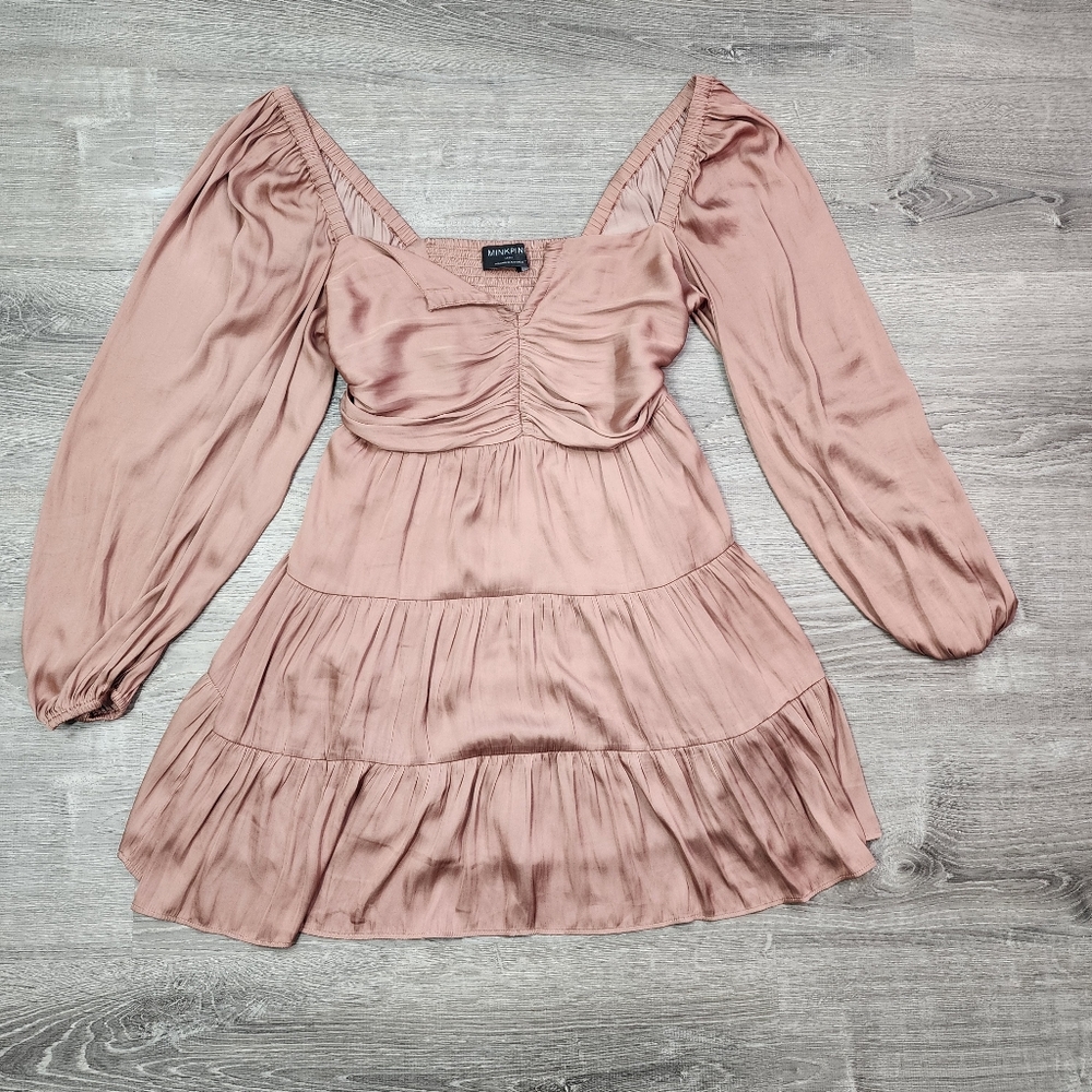 MINKPINK Spencer Satin Tiered Mini Dress Large - Picture 7 of 7